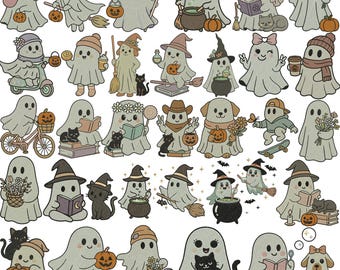 Ghost embroidery design, Halloween Ghost Embroidery, Cute Fall Ghosts Embroidery, Spooky Season, Halloween embroidery, Machine Embroidery