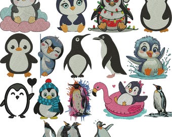 Penguin Embroidery Design, Heart Balloon Penguin Embroidery, Penguin Mini Embroidery, Baby boy embroidery, Machine Embroidery Design