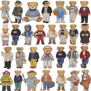 Bear Embroidery Design, Fashion Teddy Bear Embroidery, Teddy Bear in Glasses, Bear in Suit Embroidery, Machine Embroidery Design