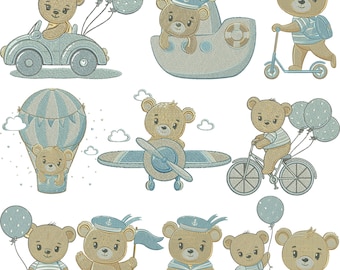 Teddy Bear Embroidery Design, Sitting Baby Teddy Bear Embroidery, Baby Teddy Bear Embroidery, Machine Embroidery Design