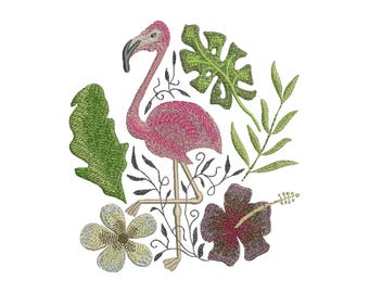 Flamingo Embroidery design,  Floral Flamingo Embroidery, Mini flamingo, Flock Flamingo Saying, Flamingo silhouette,Machine Embroidery Design