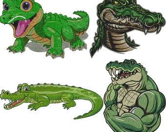 Diseño de bordado de cocodrilo bebé, bordado de cocodrilo, bordado de caimán, bordado de mini cocodrilo, diseño de bordado a máquina