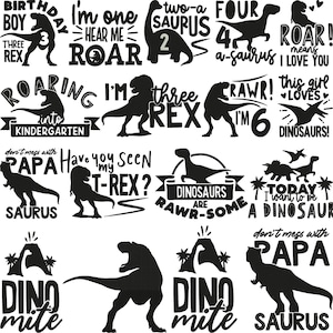 Broderidesign för dinosaurier, broderi med T-Rex-dinosaurier, minidinosaurie, broderi med dinosaurie-Claus, maskinbroderidesign