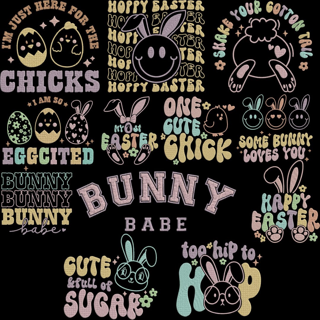 Cute Bunny Embroidery Design, Easter Bunny Embroidery, Floral Bunny ...
