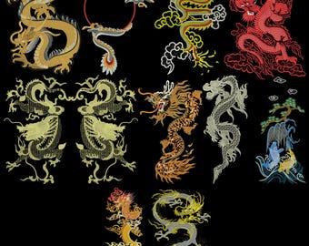 Dragon Embroidery Design, Chinese dragon Embroidery, Mystic Dragon Embroidery, Cute Dragon, Machine Embroidery Design