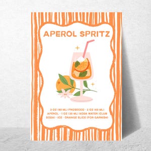 Aperol Spritz Recipe Printable Poster | Cocktail Recipe Wall Art | Digital Download
