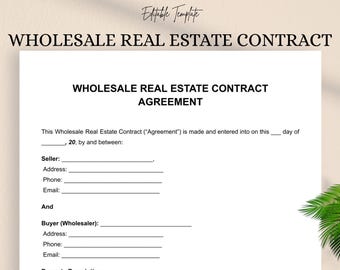 Wholesale Real Estate Contract Template: Editable Doc & PDF (Instant Download