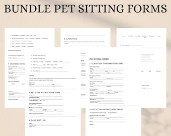 Bundel dierenoppasformulieren | Bewerkbare sjablonen voor huisdierverzorging | Pdf direct downloaden
