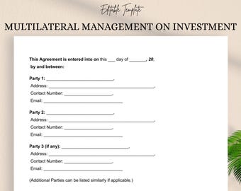 Multilateral Investment Management Agreement | Editable Doc & PDF | Multi-Party Investor Contract | Instant Download