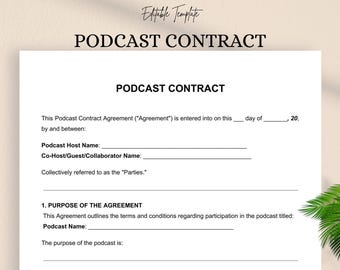 Podcast Contract Agreement Template – Editable DOC  PDF for Hosts, Guests & Producers