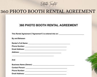 360 Photo Booth Rental Agreement Template: Editable DOC & PDF (Instant Download