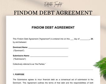 Findom Debt Agreement Template | Editable DOC & PDF Financial Domination Contract