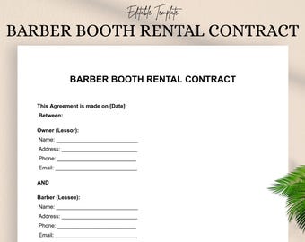 Barber Booth Rental Contract: Editable Doc & PDF (Instant Download