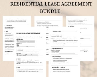 Residential Lease Agreement Bundle | Editable Rental Contract Templates DOC PDF | Landlord Tenant Forms