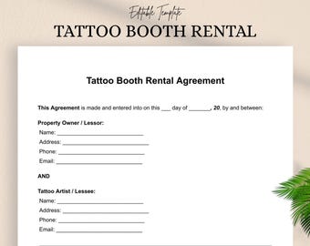 Tattoo Booth Rental Agreement: Editable Studio Lease (PDF & DOC)