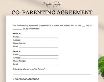 Co-Parenting Agreement Template | Editable doc & PDF