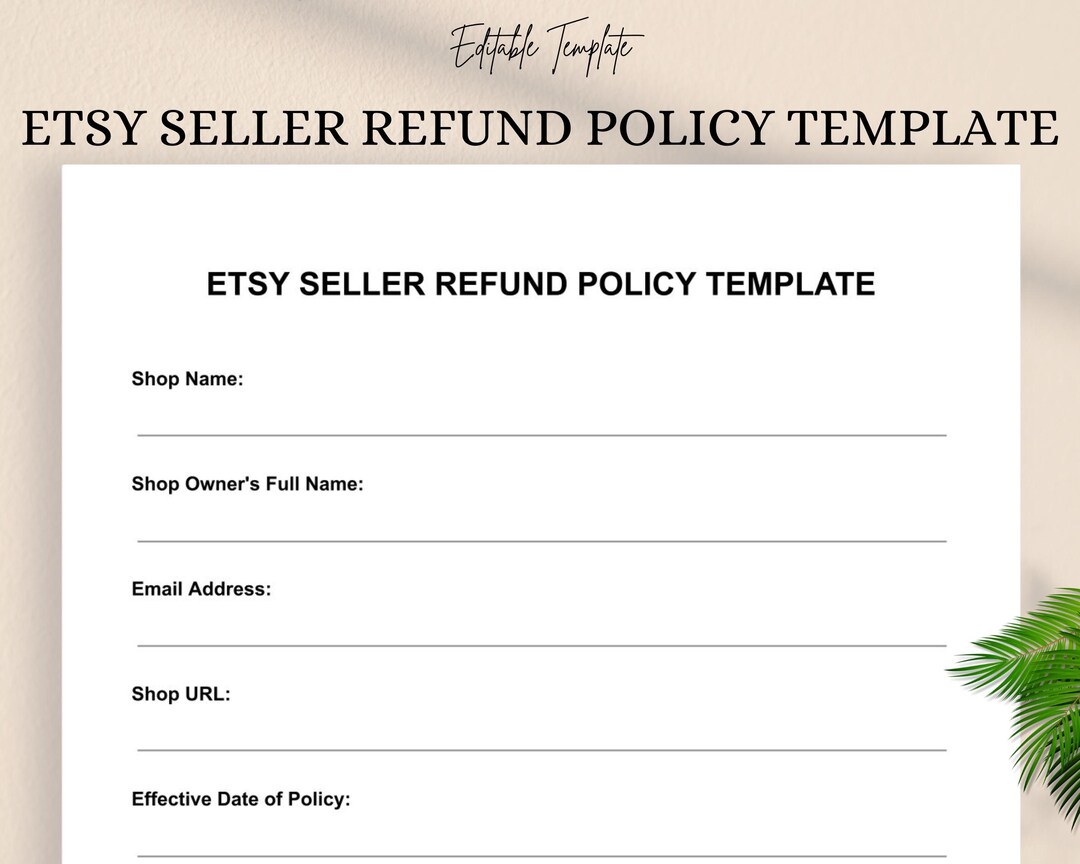 Etsy Seller Refund Policy Template | Editable DOC & PDF | Shop Return ...