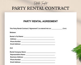 Party Rental Contract Template: Editable Event Agreement (PDF & DOC)