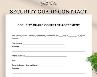 Security Guard Contract Agreement | Editable DOC & PDF Security Services Template