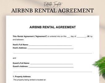 Airbnb Rental Agreement | Editable Doc & PDF | Short-Term Vacation Lease | Host-Guest Contract Form | Instant Download