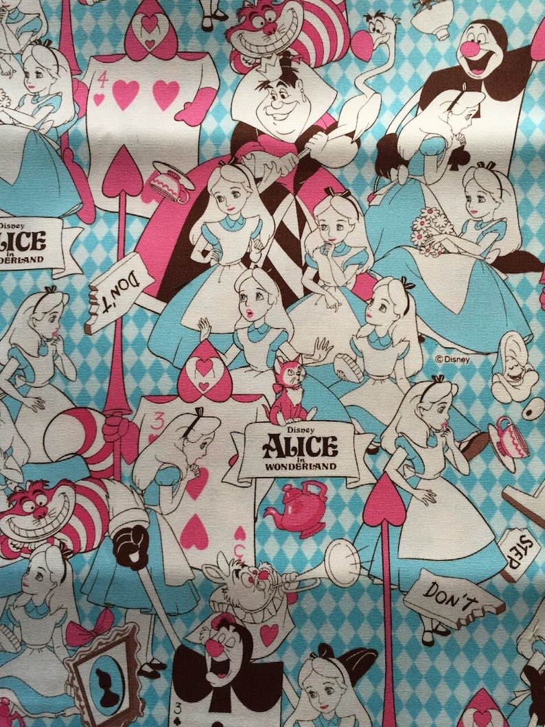 Half yard Alice in wonderland fabric blue and pink color Japanese fabric