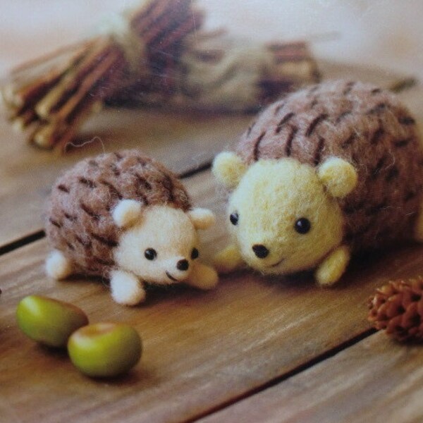 DIY Needle wool felt hedgehog family  KIT Japanese craft kit