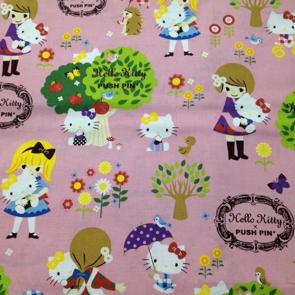 Half price Hello kitty x Push pin cotton fabric One yard