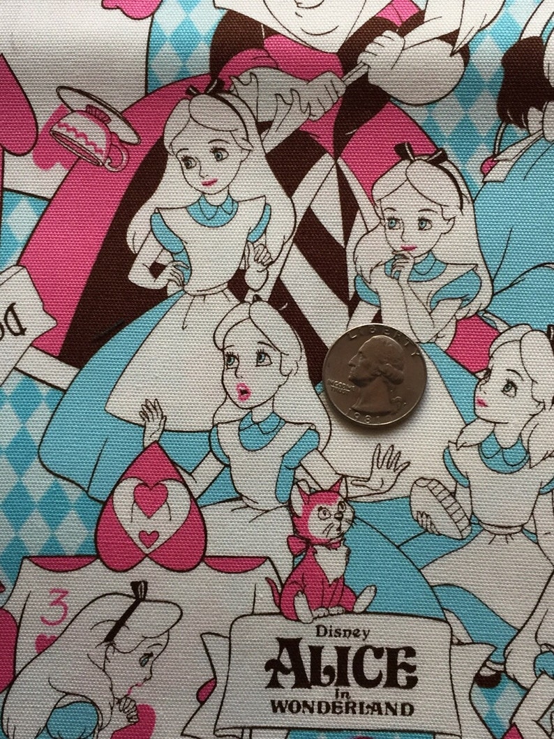Half yard Alice in wonderland fabric blue and pink color Japanese fabric