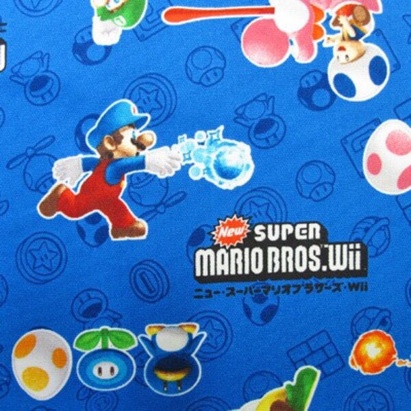 SUPER Mario fabric Blue color Half yard