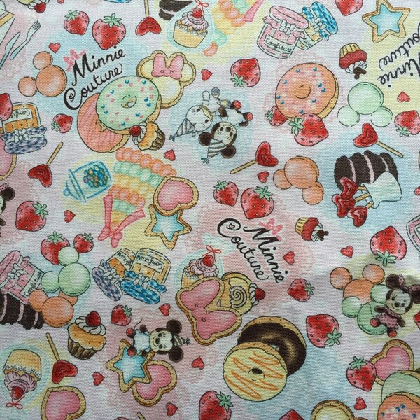 Half yard Disney with sweets printed baby pink colour fabric