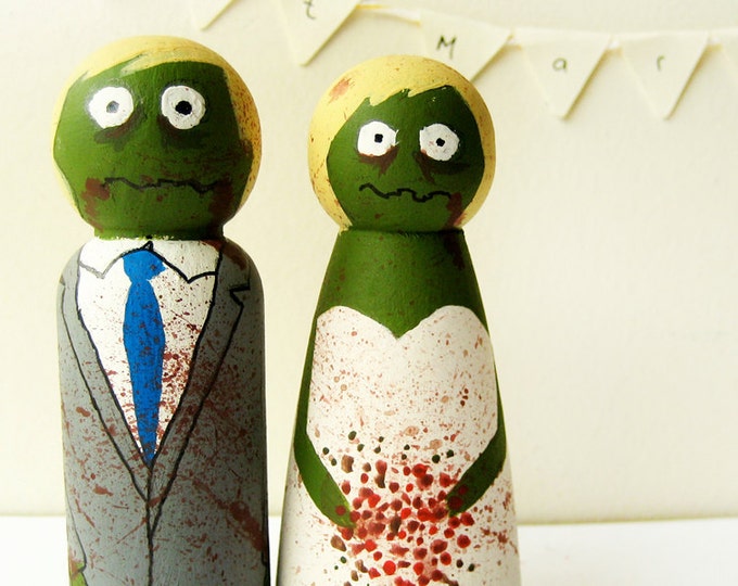 Zombie Cake Toppers Halloween Wedding Bride and Groom Etsy