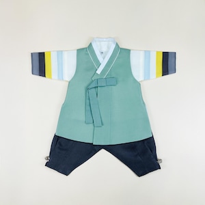 100 Day Baby Hanbok Rental | Baekil Korean Outfit | Saekdong Hanbok | Willow Stripe