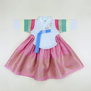 100 Day Baby Hanbok Rental | Baekil Korean Outfit | Saekdong Hanbok Dress | Radiant Bloom