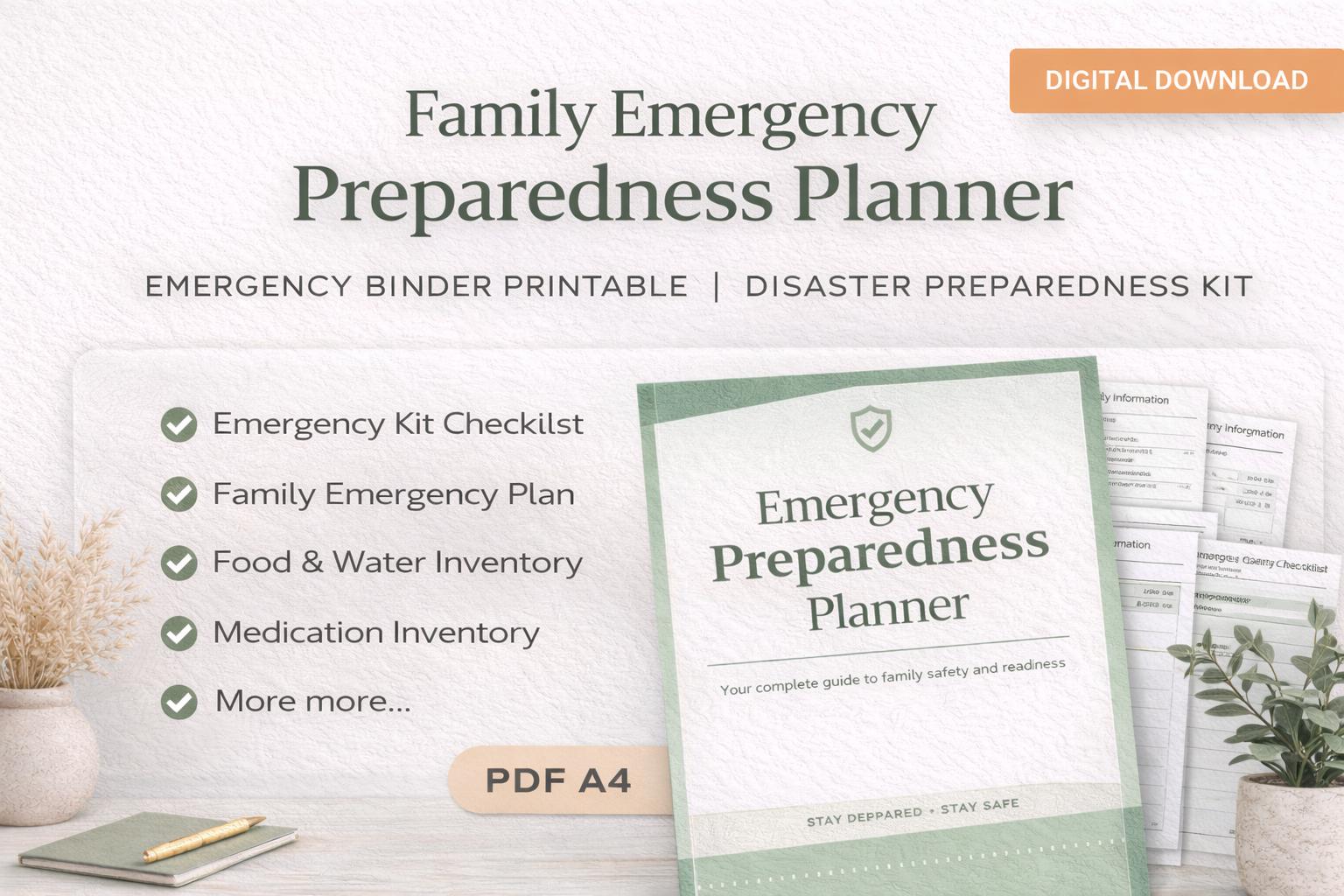 Family Emergency Preparedness Planner | Emergency Binder Printable ...
