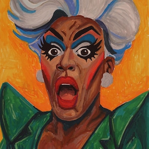 Custom Drag Queen Portrait – Personalized LGBTQ+ Art, Glamorous Hand-Painted Drag Illustration, Queer Wall Decor, Unique Gift Idea
