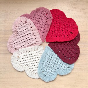 Handmade Macrame Heart Coaster | Boho Fringe Mug Rug, Table Decor