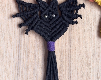 Murciélago colgante de pared de macramé hecho a mano: decoración gótica de murciélago espeluznante