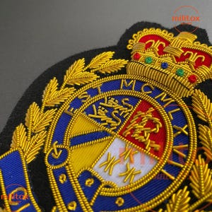 Classic Hand Embroidered Bullion Wire Badge , Blazer badge , Royal Crest, Royal Emblem, Ralph Family,Sew on ,Pocket Sized