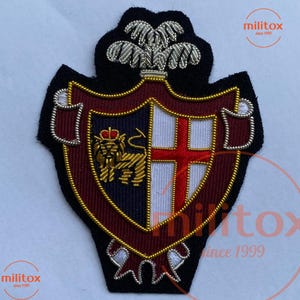 Vintage Hand Embroidered Bullion Wire Badge , Blazer badge , Royal Crest, Royal Emblem, Ralph Family,