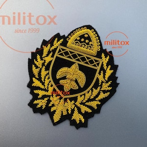 Vintage Hand Embroidered Bullion Wire Badge , Blazer badge , Royal Crest, Royal Emblem, Ralph Family,Sew on ,Pocket Sized
