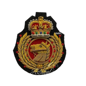 Vintage Hand Embroidered Bullion Wire Badge , Blazer badge , Royal Crest, Royal Emblem, Ralph Family,