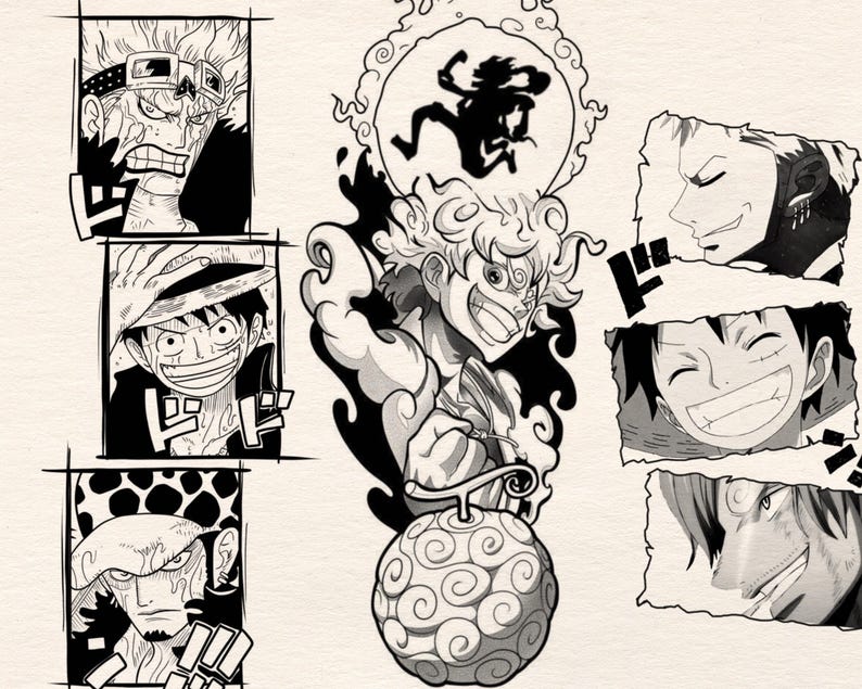 Procreate Brushes – 90 One Piece Anime | Manga Stamps | Coloring Book Tattoo & Digital Art Brush Set for Procreate on iPad image 2