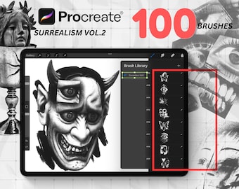 100 Surrealism Tattoo Stamps for Procreate vol2 | Face & Figure Brushes | Realistic Procreate Stencil | Digital Flash for Tattoo Artists