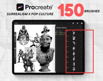 150 Surrealism Tattoo Stamps for Procreate | Face & Figure Brushes | Realistic Procreate Stencil | Digital Flash for Tattoo Artists