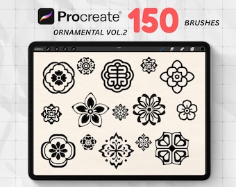 150 Procreate Ornamental  Tattoo Brushes – Fine Line Tattoo Stencil, Line Art, Vintage Tattoo Flash, Procreate brush set, instant download