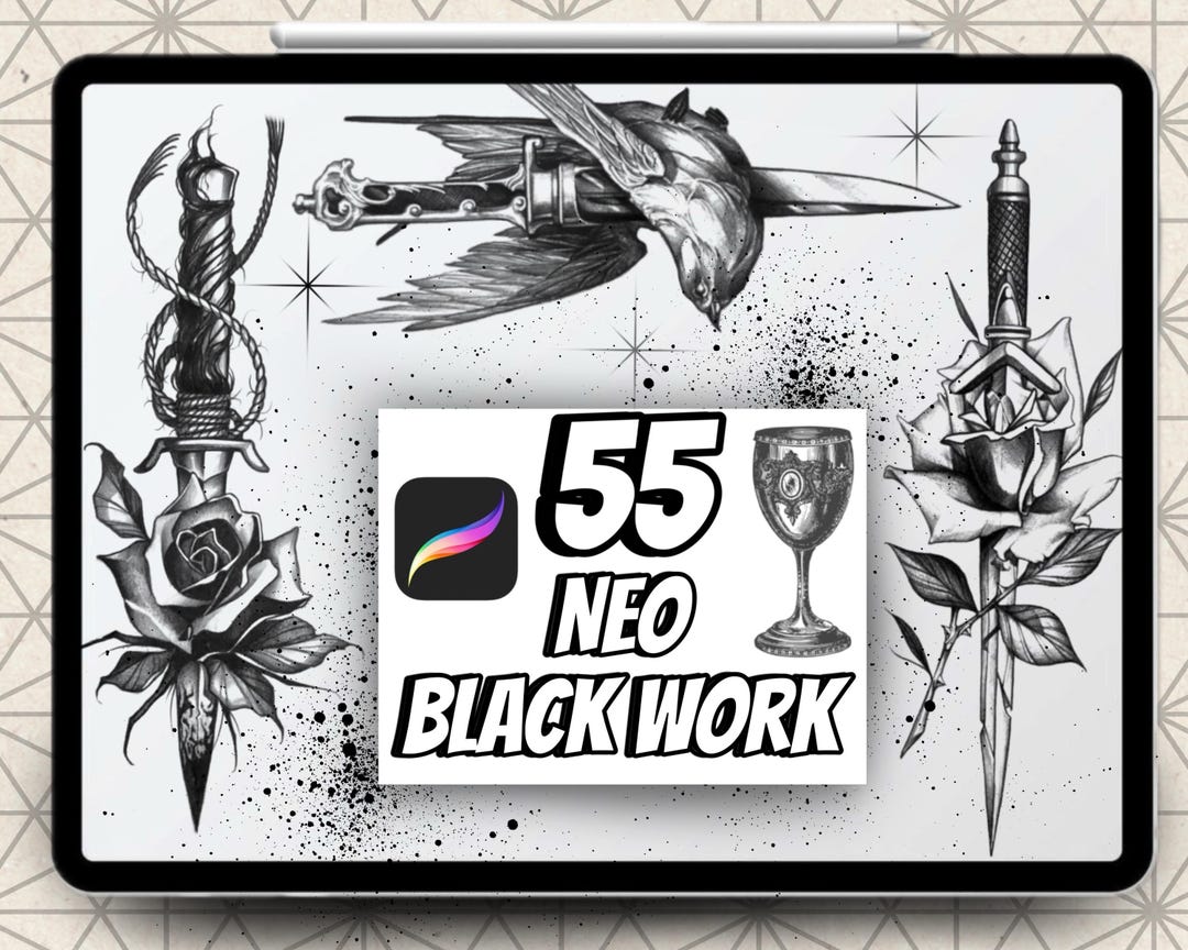55 Dark Work Procreate Tattoo Brushes – Horror, Sketch & Blackwork ...