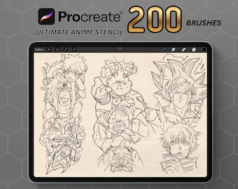 200 Procreate Anime Manga Brush Bundle, Procreate stencil , Procreate Brush set, Procreate Brushes Anime, Anime Stamp, tattoo stencils
