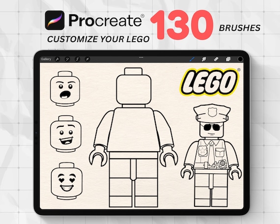Digital Coloring Bundle: Brushes for ProCreate, Personalized, Customized Cute LEGO, Brush Set for iPad Coloring Books and Pages, Stamp