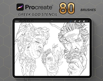 80 Greek Realism Tattoo Stencil Stamps for Procreate l Fine line brush set l Flash design | Realistic tattoo design | Tattoo Stamp | png