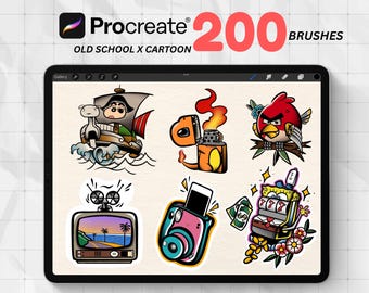 200 High-Resolution Traditional Tattoo Stencils | Procreate Tattoo Stamps | Old school tattoo stencil | Instant Download | Tattoo flash idea